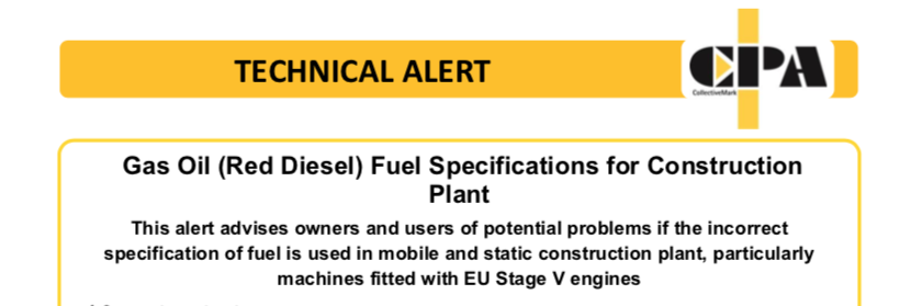 CPA Technical Alert -Red Diesel in Stage V engines